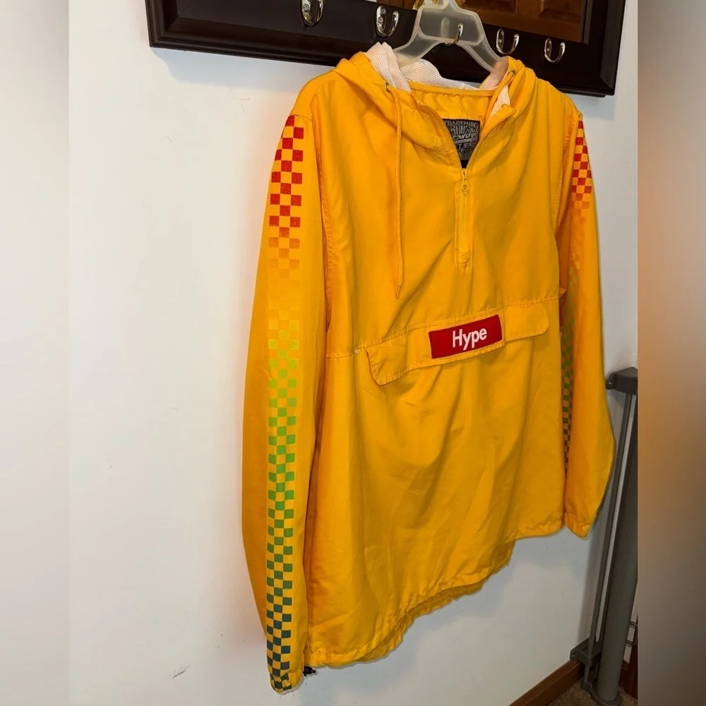 Hype Yellow Pullover Anorak Hooded Jacket W/ Pouch Size XL